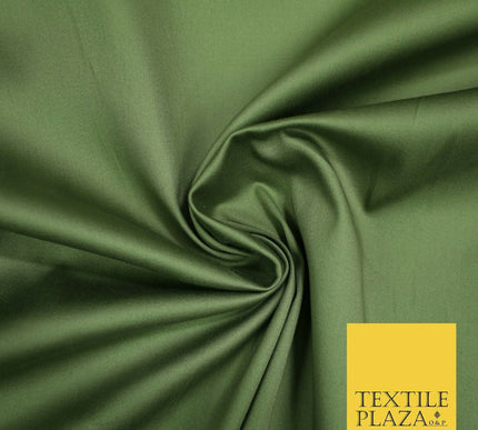 Olive / Bottle Green Premium Plain COTTON Sateen Fabric Suits Shirts Trousers59"