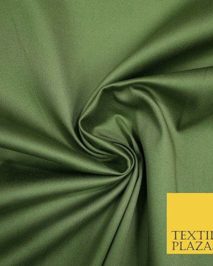 Olive / Bottle Green Premium Plain COTTON Sateen Fabric Suits Shirts Trousers59"