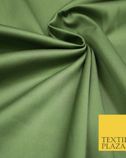 Olive / Bottle Green Premium Plain COTTON Sateen Fabric Suits Shirts Trousers59"