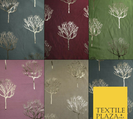 Luxury Autumnal Leafless Tree Metallic Gold Jacquard Brocade Fabric 6 COLOURS
