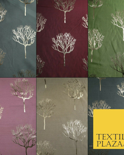 Luxury Autumnal Leafless Tree Metallic Gold Jacquard Brocade Fabric 6 COLOURS