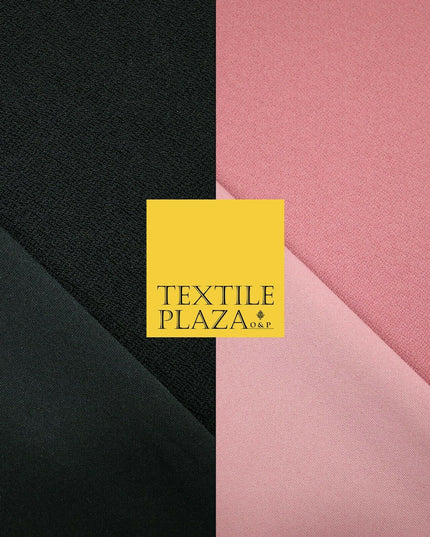 Premium Black / Pink Textured Feel Stretch Jersey Scuba Backed Dress Fabric 59"