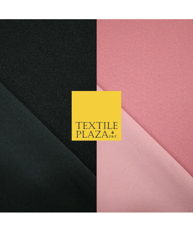 Premium Black / Pink Textured Feel Stretch Jersey Scuba Backed Dress Fabric 59"