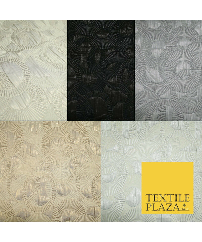 Luxury Falling Rings Metallic Textured Creased Brocade Fabric 54" Wide 5 COLOURS