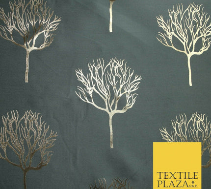 Luxury Autumnal Leafless Tree Metallic Gold Jacquard Brocade Fabric 6 COLOURS