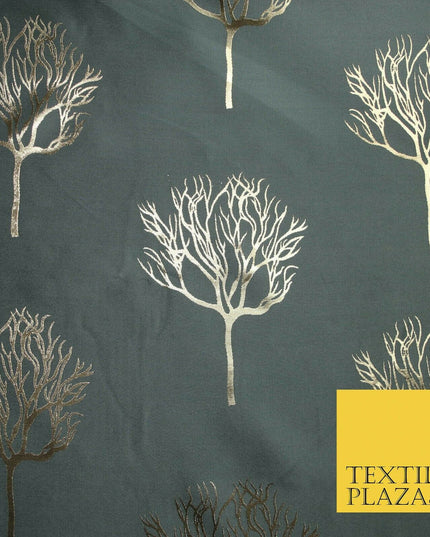 Luxury Autumnal Leafless Tree Metallic Gold Jacquard Brocade Fabric 6 COLOURS