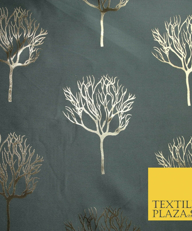 Luxury Autumnal Leafless Tree Metallic Gold Jacquard Brocade Fabric 6 COLOURS