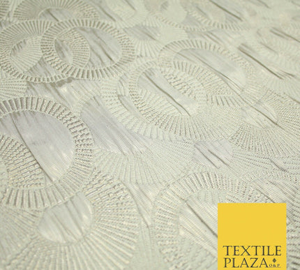 Luxury Falling Rings Metallic Textured Creased Brocade Fabric 54" Wide 5 COLOURS