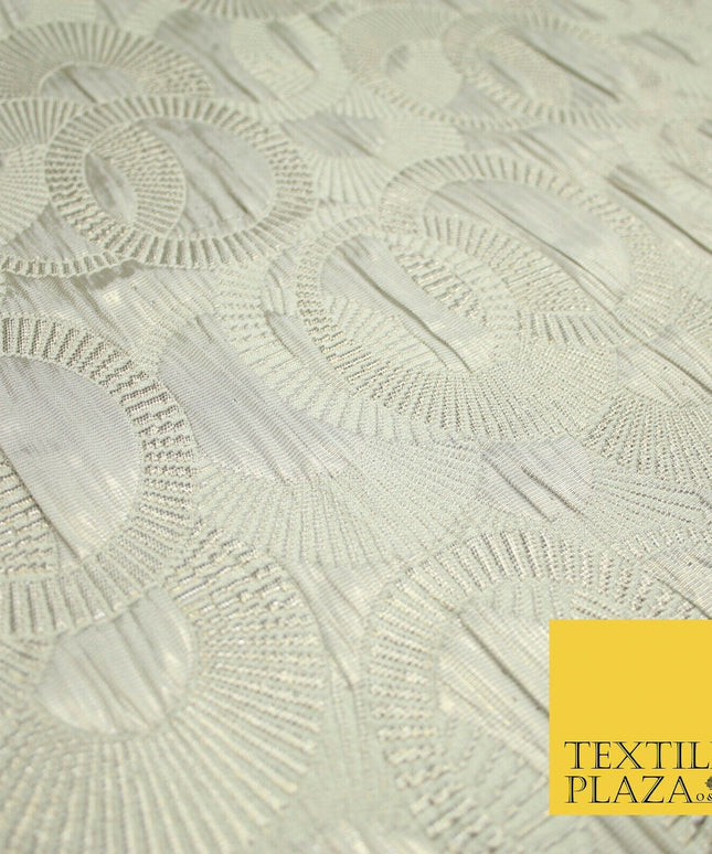 Luxury Falling Rings Metallic Textured Creased Brocade Fabric 54" Wide 5 COLOURS