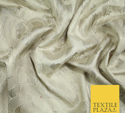 Luxury Falling Rings Metallic Textured Creased Brocade Fabric 54" Wide 5 COLOURS