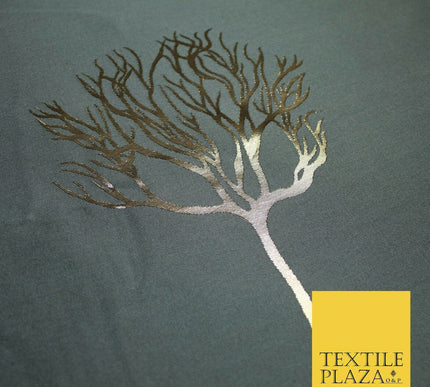 Luxury Autumnal Leafless Tree Metallic Gold Jacquard Brocade Fabric 6 COLOURS