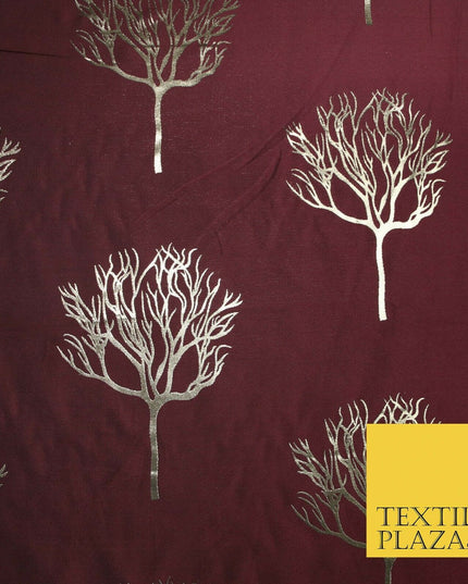 Luxury Autumnal Leafless Tree Metallic Gold Jacquard Brocade Fabric 6 COLOURS