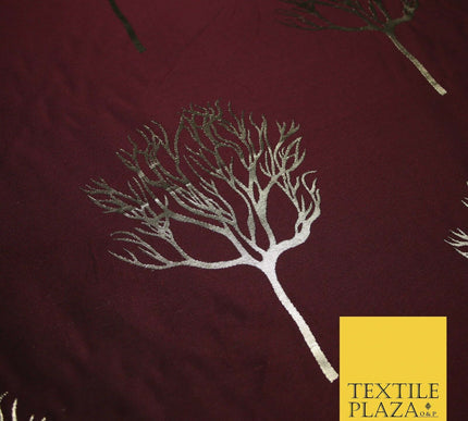Luxury Autumnal Leafless Tree Metallic Gold Jacquard Brocade Fabric 6 COLOURS