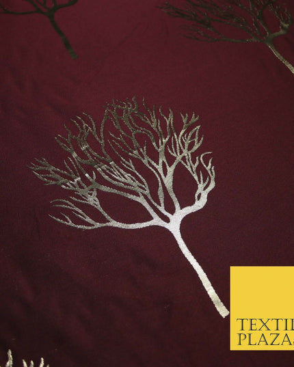 Luxury Autumnal Leafless Tree Metallic Gold Jacquard Brocade Fabric 6 COLOURS