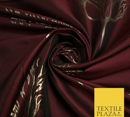 Luxury Autumnal Leafless Tree Metallic Gold Jacquard Brocade Fabric 6 COLOURS