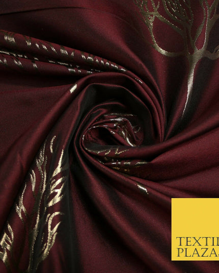 Luxury Autumnal Leafless Tree Metallic Gold Jacquard Brocade Fabric 6 COLOURS