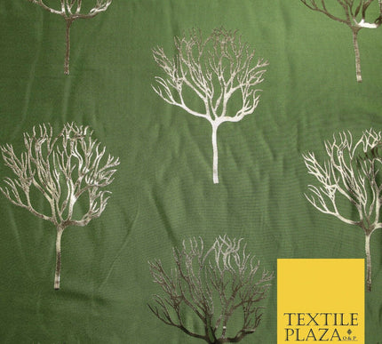 Luxury Autumnal Leafless Tree Metallic Gold Jacquard Brocade Fabric 6 COLOURS