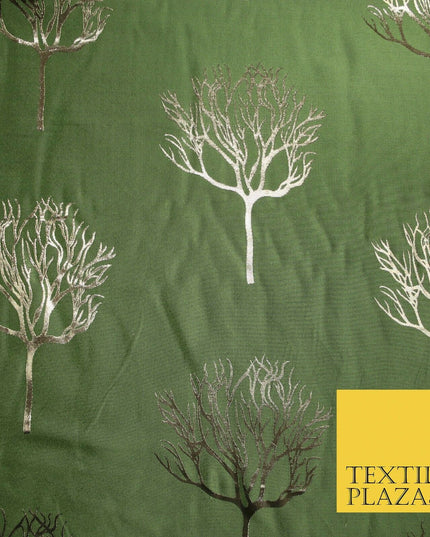 Luxury Autumnal Leafless Tree Metallic Gold Jacquard Brocade Fabric 6 COLOURS
