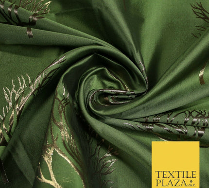 Luxury Autumnal Leafless Tree Metallic Gold Jacquard Brocade Fabric 6 COLOURS