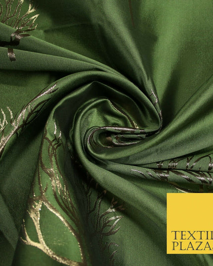 Luxury Autumnal Leafless Tree Metallic Gold Jacquard Brocade Fabric 6 COLOURS