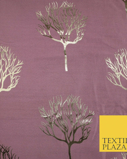 Luxury Autumnal Leafless Tree Metallic Gold Jacquard Brocade Fabric 6 COLOURS