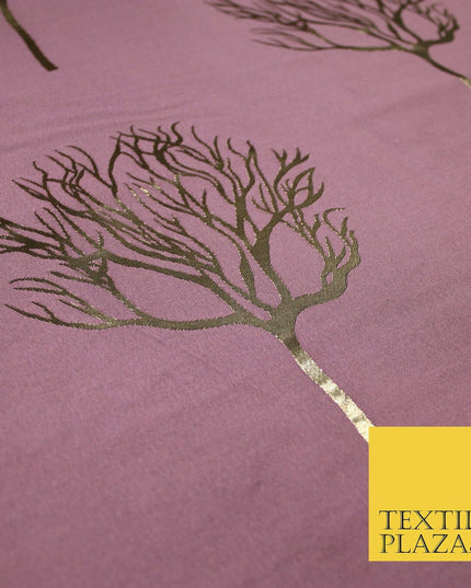 Luxury Autumnal Leafless Tree Metallic Gold Jacquard Brocade Fabric 6 COLOURS