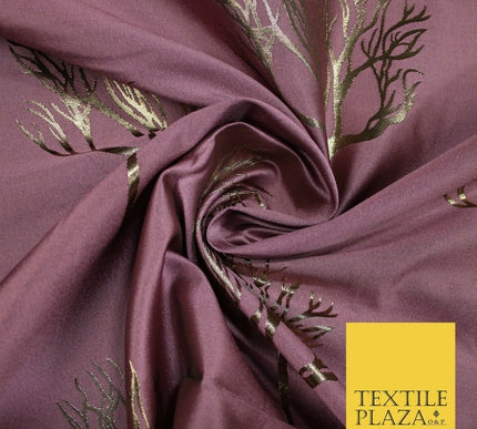 Luxury Autumnal Leafless Tree Metallic Gold Jacquard Brocade Fabric 6 COLOURS