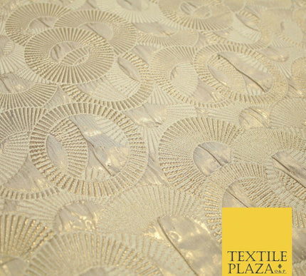 Luxury Falling Rings Metallic Textured Creased Brocade Fabric 54" Wide 5 COLOURS