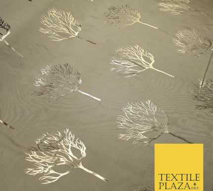 Luxury Autumnal Leafless Tree Metallic Gold Jacquard Brocade Fabric 6 COLOURS