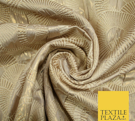 Luxury Falling Rings Metallic Textured Creased Brocade Fabric 54" Wide 5 COLOURS