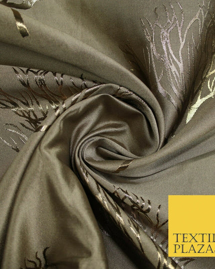 Luxury Autumnal Leafless Tree Metallic Gold Jacquard Brocade Fabric 6 COLOURS