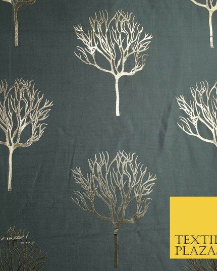 Luxury Autumnal Leafless Tree Metallic Gold Jacquard Brocade Fabric 6 COLOURS