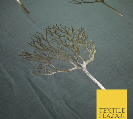 Luxury Autumnal Leafless Tree Metallic Gold Jacquard Brocade Fabric 6 COLOURS