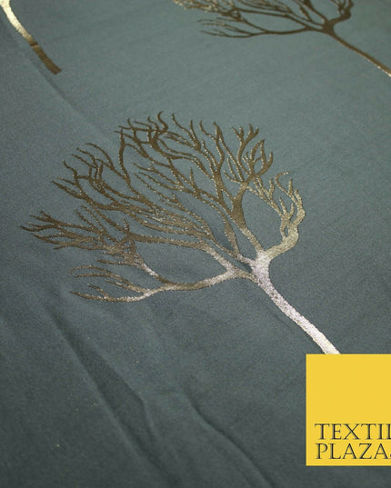 Luxury Autumnal Leafless Tree Metallic Gold Jacquard Brocade Fabric 6 COLOURS