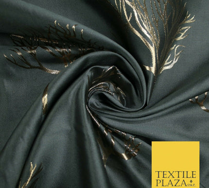 Luxury Autumnal Leafless Tree Metallic Gold Jacquard Brocade Fabric 6 COLOURS