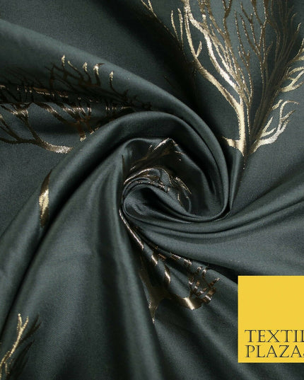 Luxury Autumnal Leafless Tree Metallic Gold Jacquard Brocade Fabric 6 COLOURS