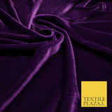 DEEP PURPLE Soft Plain Stretch Velvet Fabric Material 58" More Colours 5179