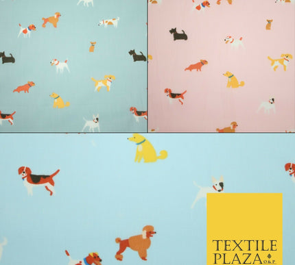 Mix Dogs Bulldog Terrier Spaniel Poodle Printed Polycotton Dress Craft Fabric44"