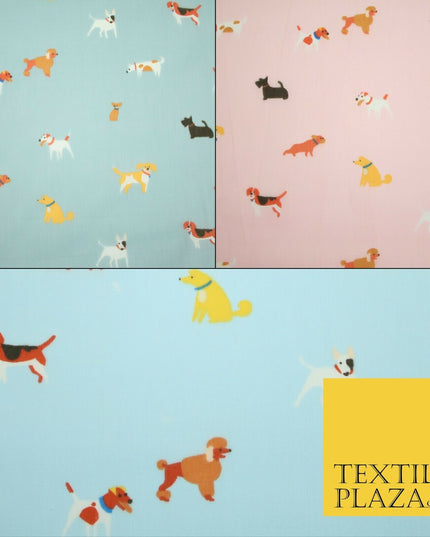 Mix Dogs Bulldog Terrier Spaniel Poodle Printed Polycotton Dress Craft Fabric44"