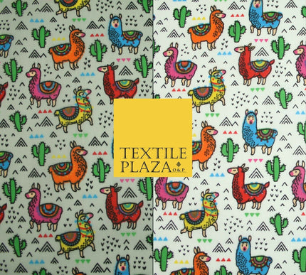 Multicolour Llama Alpaca Cacti Mountain Printed Polycotton Dress Craft Fabric44"