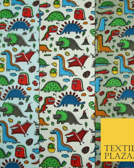 Colourful Cartoon Dinosaurs Printed Polycotton Dress Craft Fabric 44" 3 COLOURS