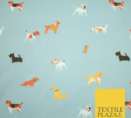 Mix Dogs Bulldog Terrier Spaniel Poodle Printed Polycotton Dress Craft Fabric44"