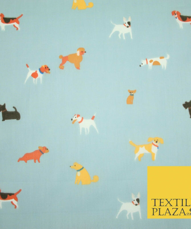Mix Dogs Bulldog Terrier Spaniel Poodle Printed Polycotton Dress Craft Fabric44"