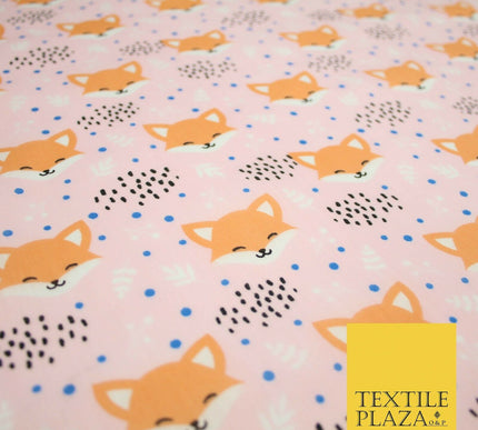 Cheeky Foxes Animals Leaves Printed Polycotton Dress Craft Fabric 44" 3 COLOURS