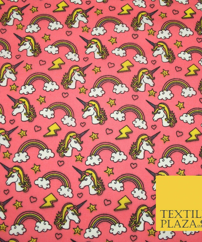 Magical Unicorns Rainbows Printed Polycotton Dress Craft Fabric 44" 3 COLOURS