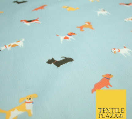 Mix Dogs Bulldog Terrier Spaniel Poodle Printed Polycotton Dress Craft Fabric44"