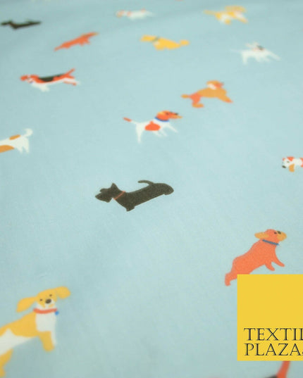 Mix Dogs Bulldog Terrier Spaniel Poodle Printed Polycotton Dress Craft Fabric44"