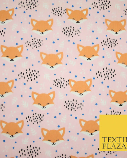 Cheeky Foxes Animals Leaves Printed Polycotton Dress Craft Fabric 44" 3 COLOURS