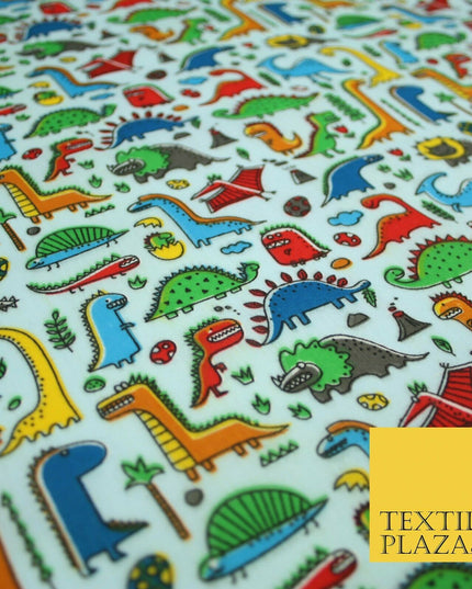 Colourful Cartoon Dinosaurs Printed Polycotton Dress Craft Fabric 44" 3 COLOURS