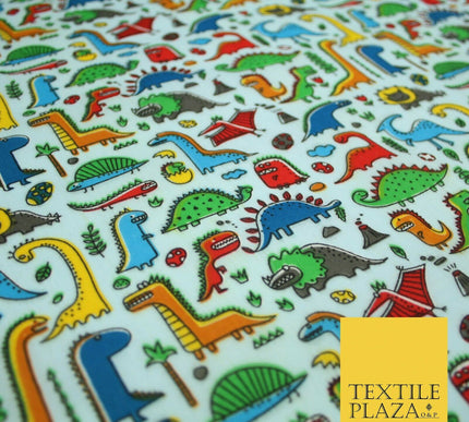 Colourful Cartoon Dinosaurs Printed Polycotton Dress Craft Fabric 44" 3 COLOURS